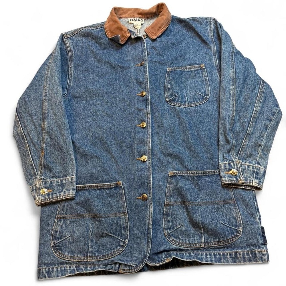Vintage cottage core denim corduroy collar chore jacket size medium.